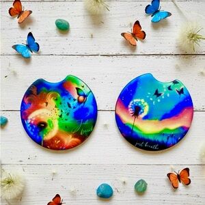 Colorful Butterfly and Dandelion Coasters